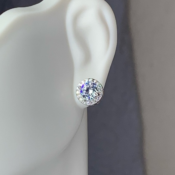Jewelry - Silver Plated Round CZ Stud Earrings